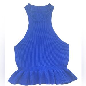 Blue halter top with ruffled bottom